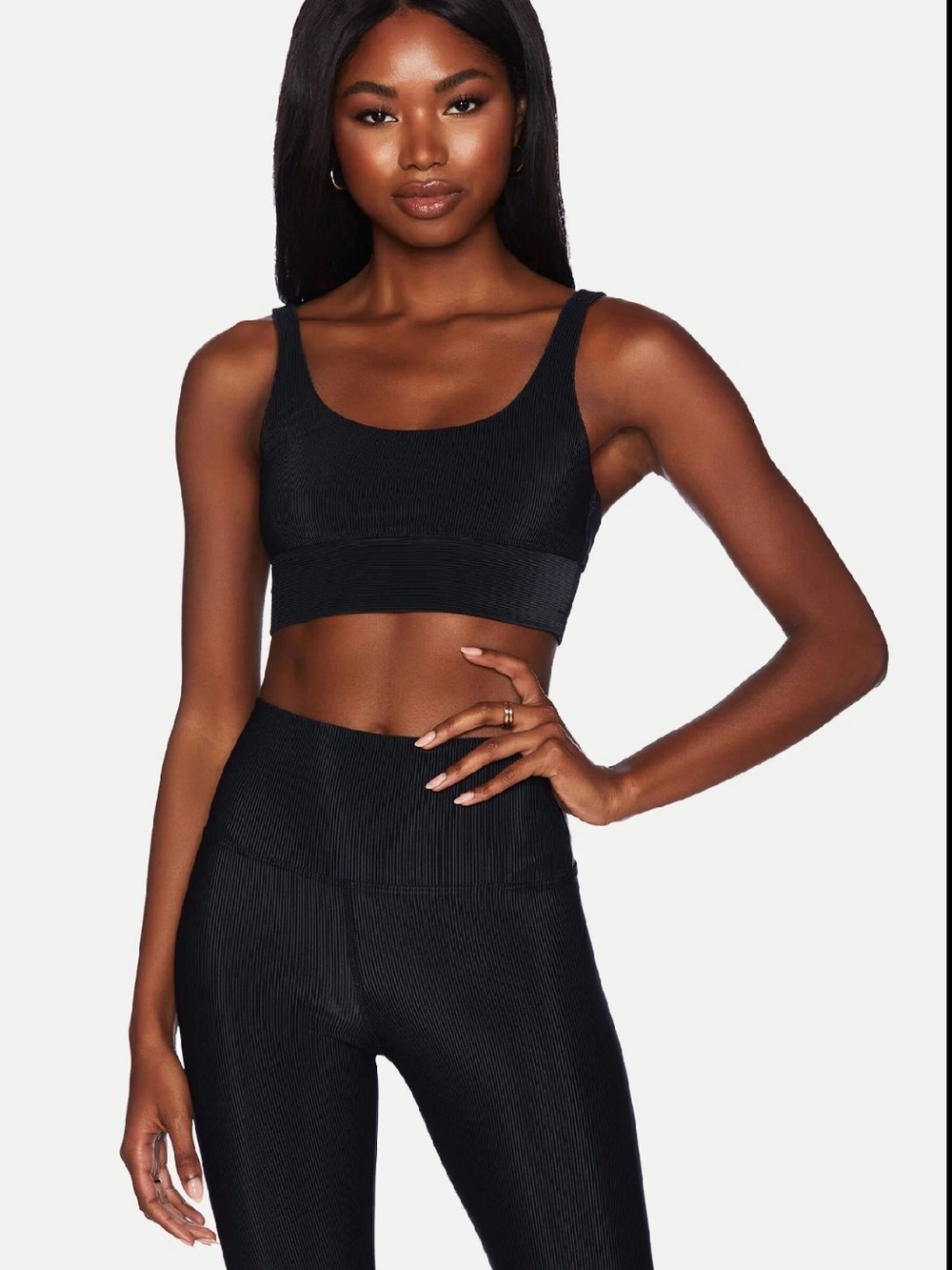 Beach Riot Black Ribbed Scoop Sports Bra